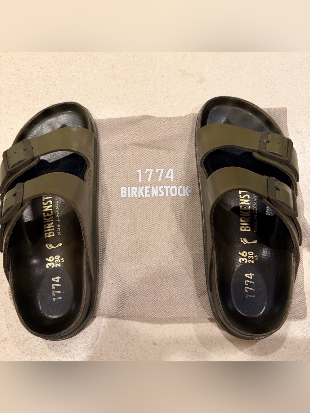BIRKENSTOCK 1774 Arizona Avantgarde Leather Sandals Khaki / Olive EU 36 US 5.5